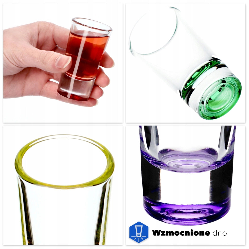 Set di 6 bicchierini da shot di vodka KADAX, colorati, da 28 ml.