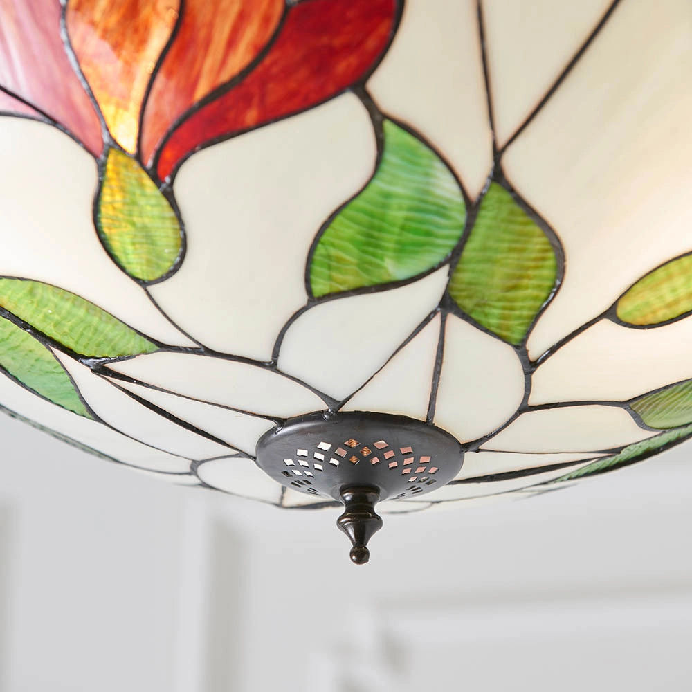 Lampada a sospensione vetrata Tiffany Botanica 3 luci E27