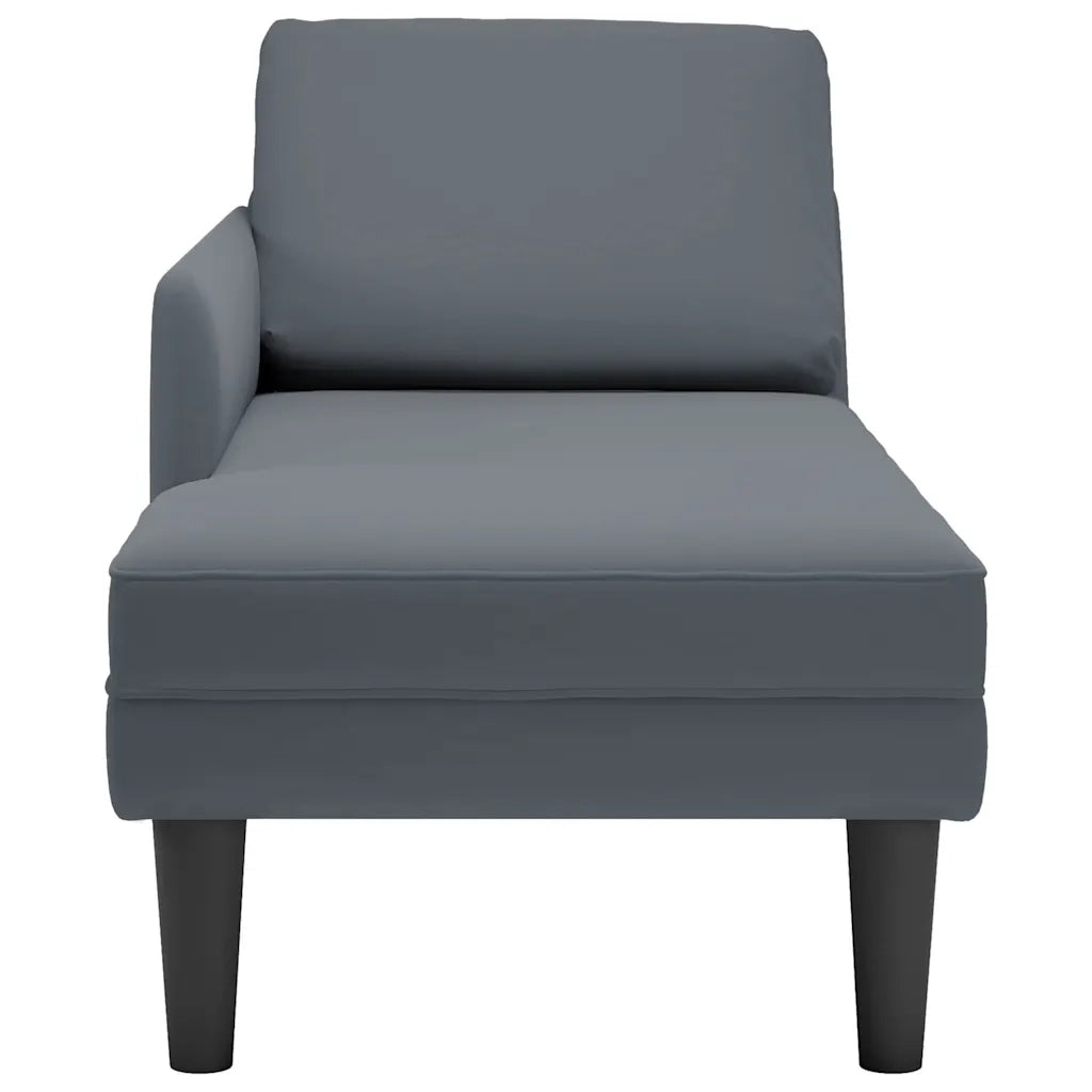 Sdraio con Cuscino e Bracciolo Destro in Velluto Grigio Scuro 4009808