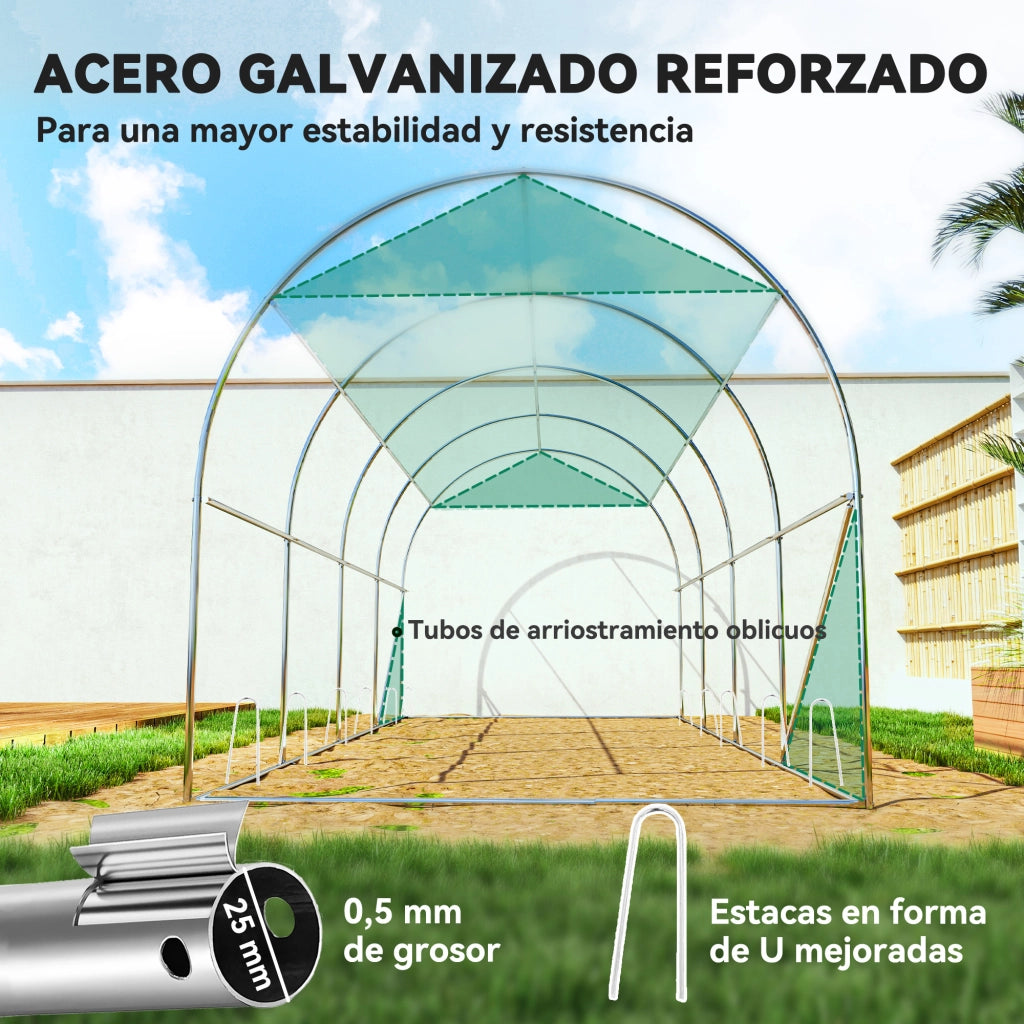 Serra Tunnel 4.5x2x2 m ¨C Minimal ¨C Verde con 8 Finestre e 2 Porte