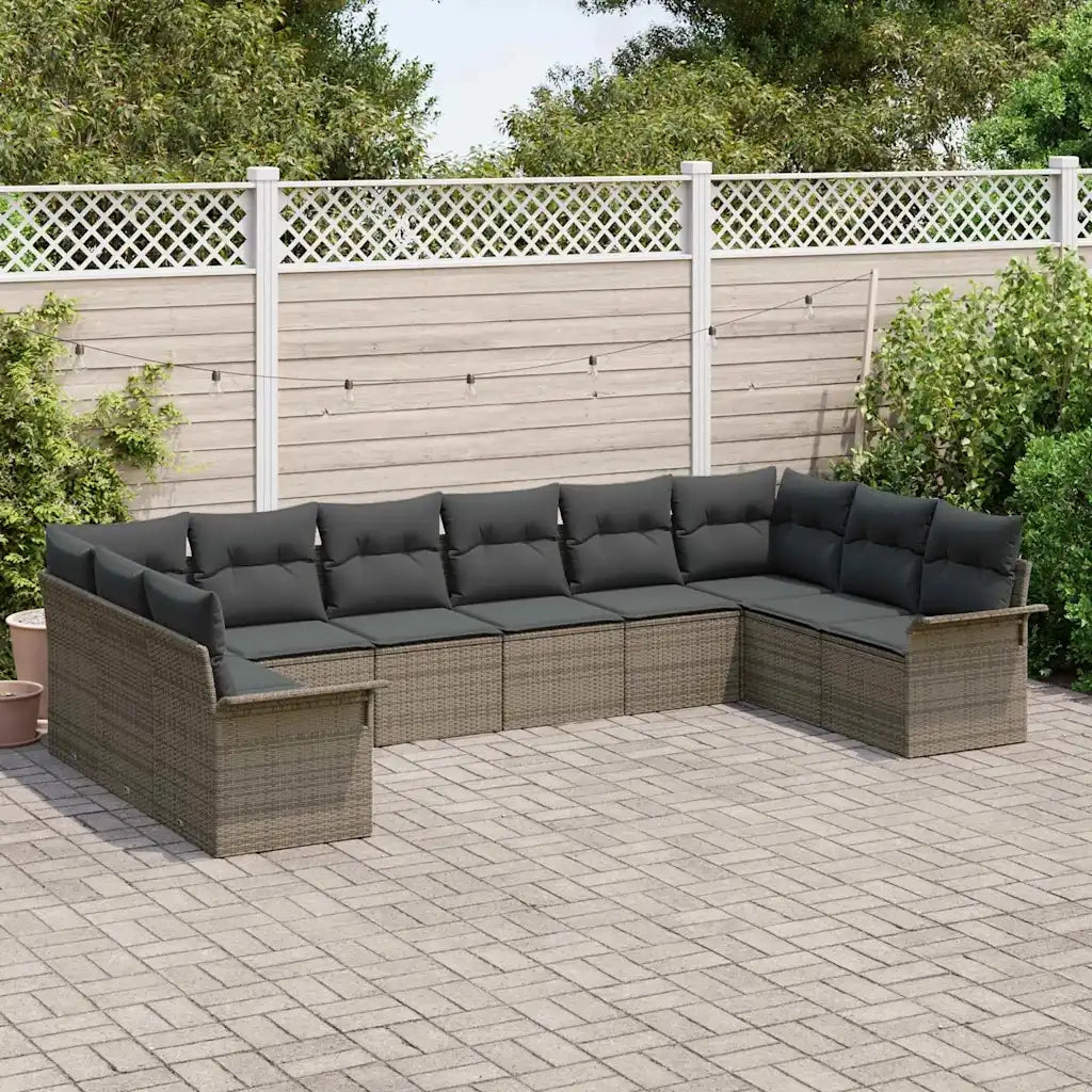 Set Divano da Giardino 10 pcs Grigio polyrattan