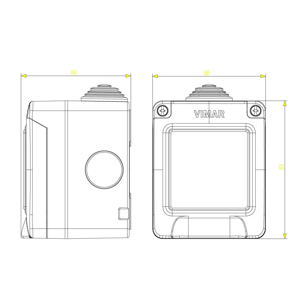 Vimar ip55 contenitore stagno 2p protetto per serie civili eikon arkè e plana