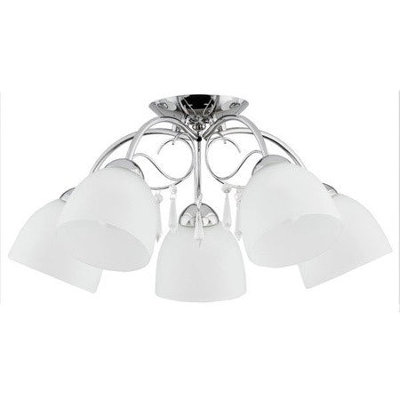 Plafoniera classica NATA con cristalli 5 luci E27 cromo