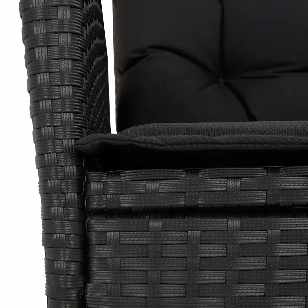 Set da Pranzo da Giardino 5 pz Nero con Cuscini in Polyrattan 3213188