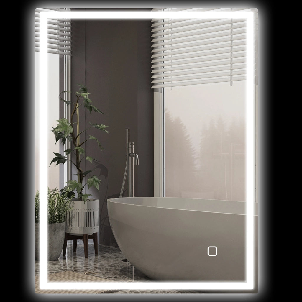 Specchio da Bagno con Luce LED 90x70 cm ¨C Minimal ¨C Argento