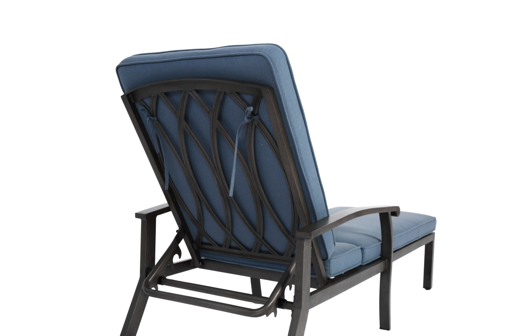 Chaise Longue da Esterno ¨C MINIMAL ¨C Alluminio, Cuscino Blu, Reclinabile