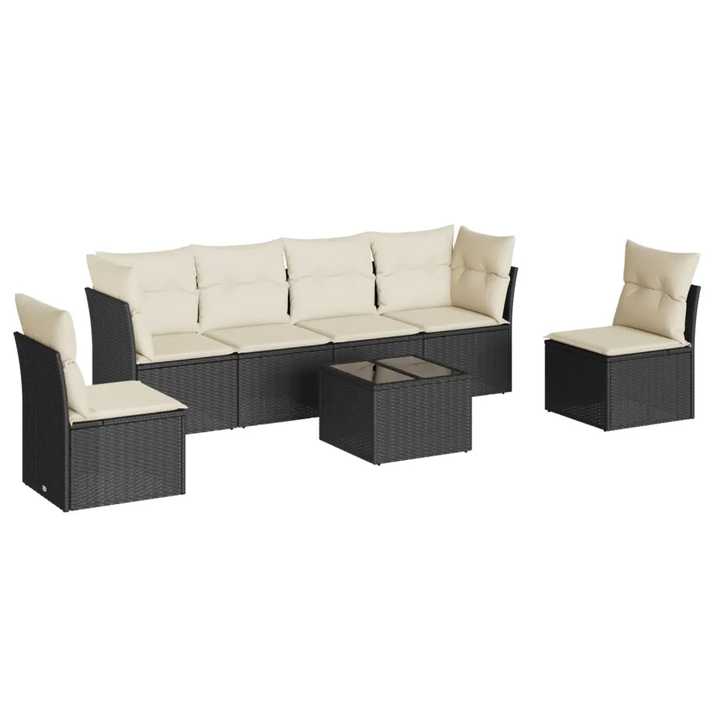 Set Divani da Giardino con Cuscini 7pz Nero Polyrattan 3249215