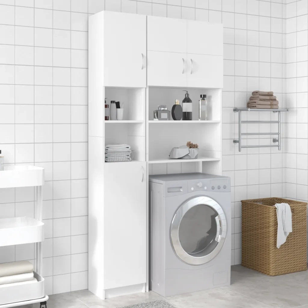 Armadio da Bagno Bianco 32x25,5x190 cm in Legno Ingegnerizzato 802876