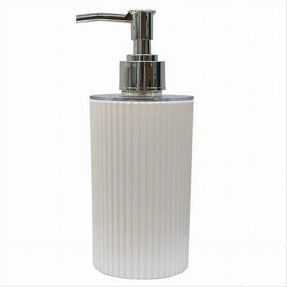 Trade Shop - Dispenser Sapone Liquido Lavandino Bianco Rigato Accessorio Arredo Bagno 79161 -