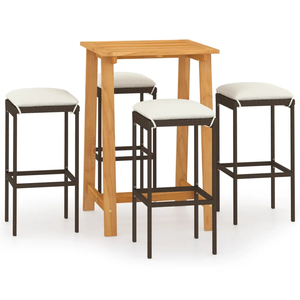 Set Bar da Giardino 5 pz con Cuscini Marrone 3067949