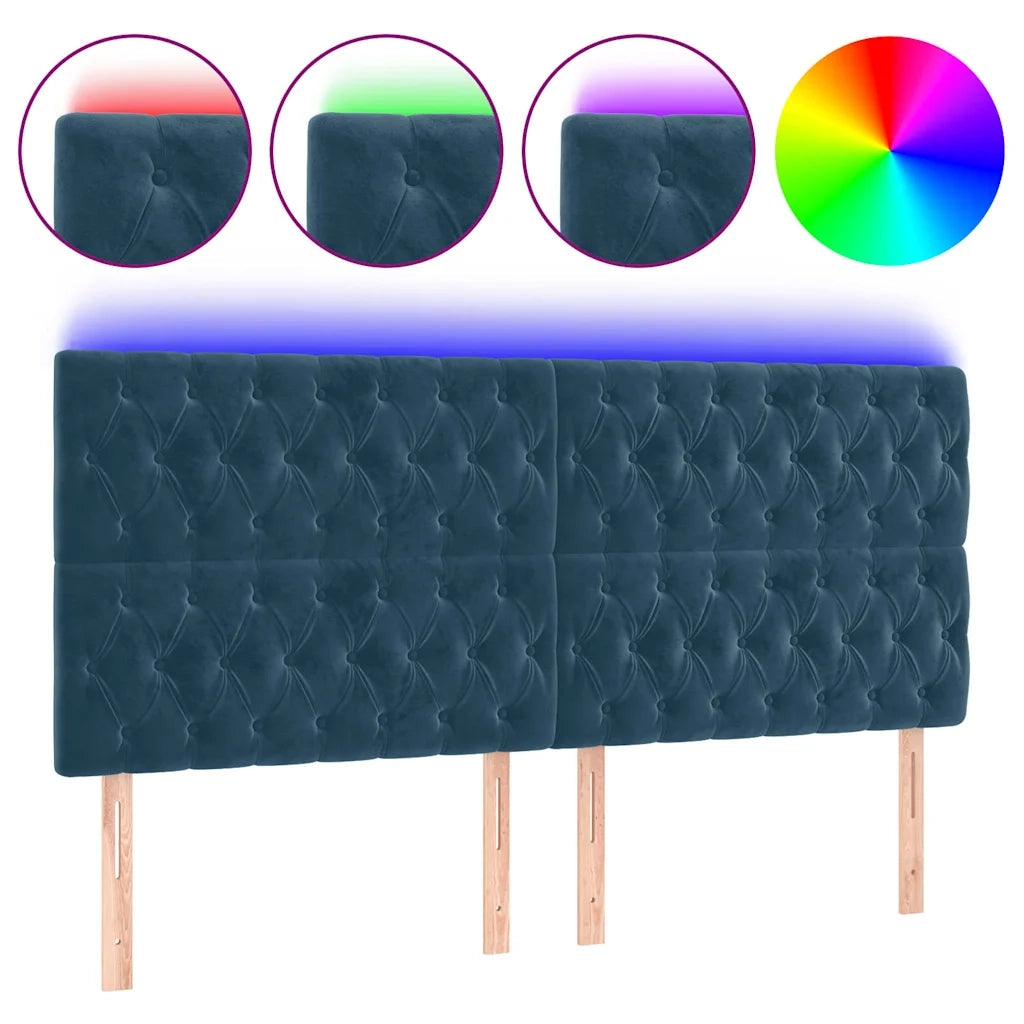 Testiera a LED-Testata con LED Blu Scuro 200x7x118/128 cm in Velluto