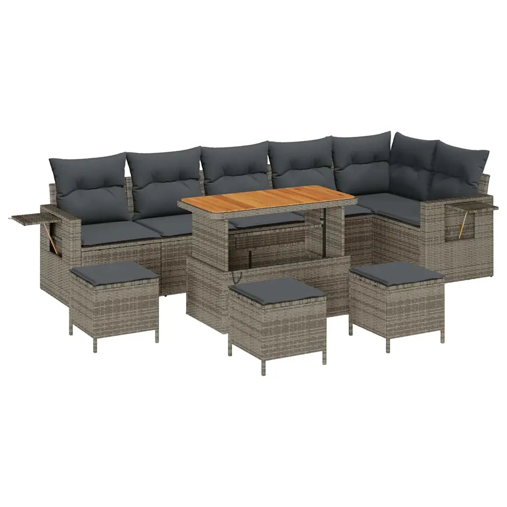 Set Divano da Giardino con cuscino 12 pcs Grigio polyrattan