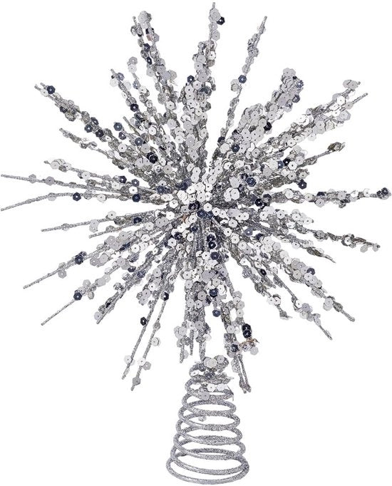 Topper per albero di Natale con illuminazione in argento