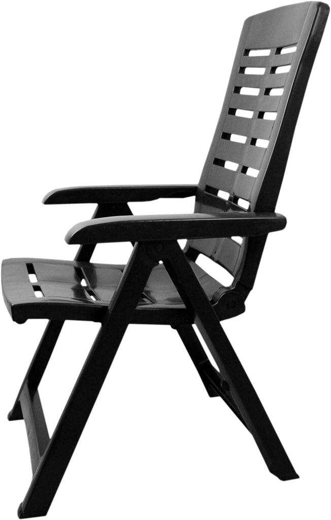 MAURY'S POLTRONA PIEGHEVOLE YUMA  IN RESINA A 5 POSIZIONI IN COLORE NERO 60 X 61 X 109 CM