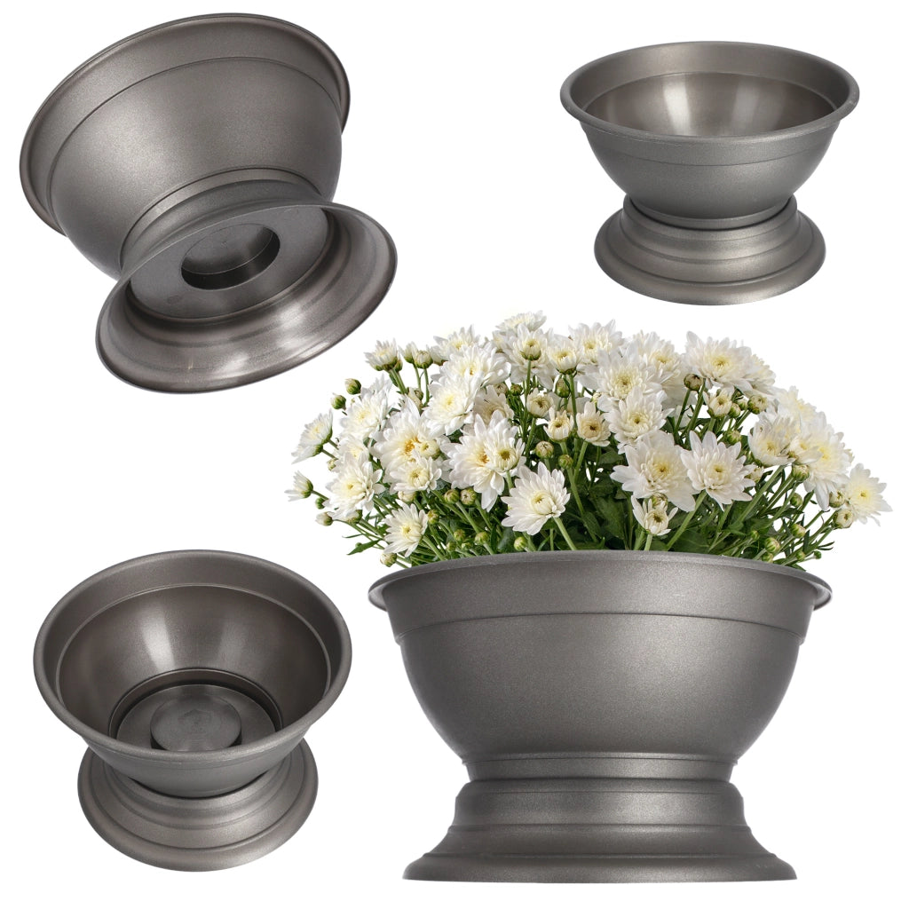 Vaso da fiori KADAX per lapide da cimitero, con coperchio in plastica, 18 cm.