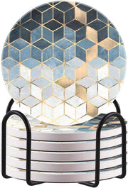Onderzetters rotondi con supporto - assorbenti - set da 6 - ceramici - antiscivolo