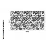 Trade Shop - Rotolo Pellicola Adesiva In Pvc Bianco Fiori Neri 45cmx2mt Mobili Cassetti 71227 -