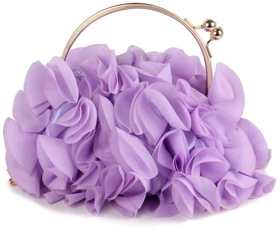 Borsa Clutch per Donna con Fiori Satinati