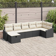 Set di divani con cuscino 7 pcs Nero polyrattan
