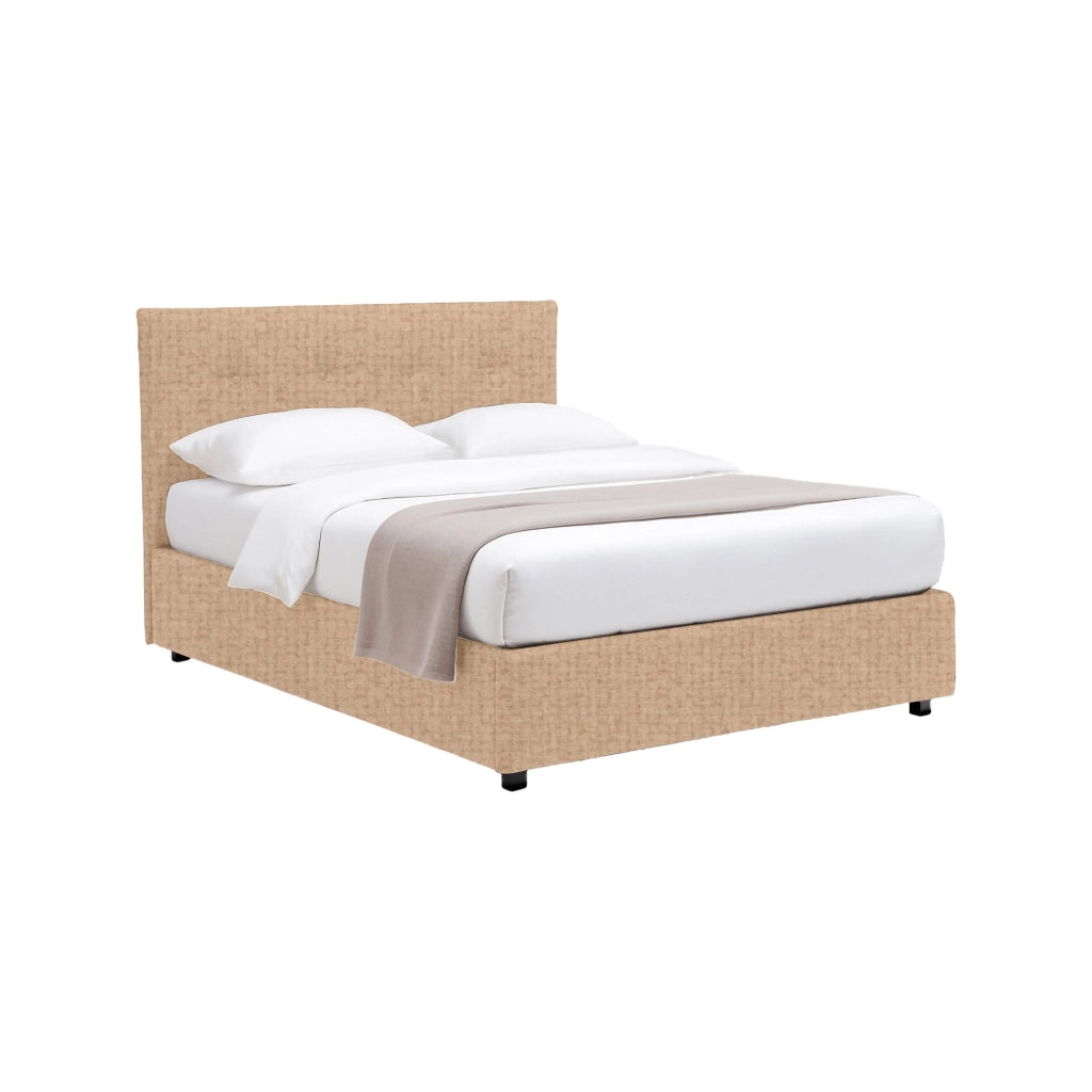 Luton, Letto Piazza e Mezza Sfoderabile Made in Italy, Beige
