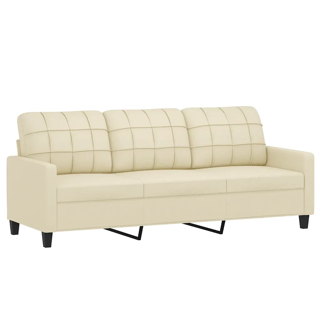 Divano a 3 Posti Crema 180 cm in Similpelle 359123