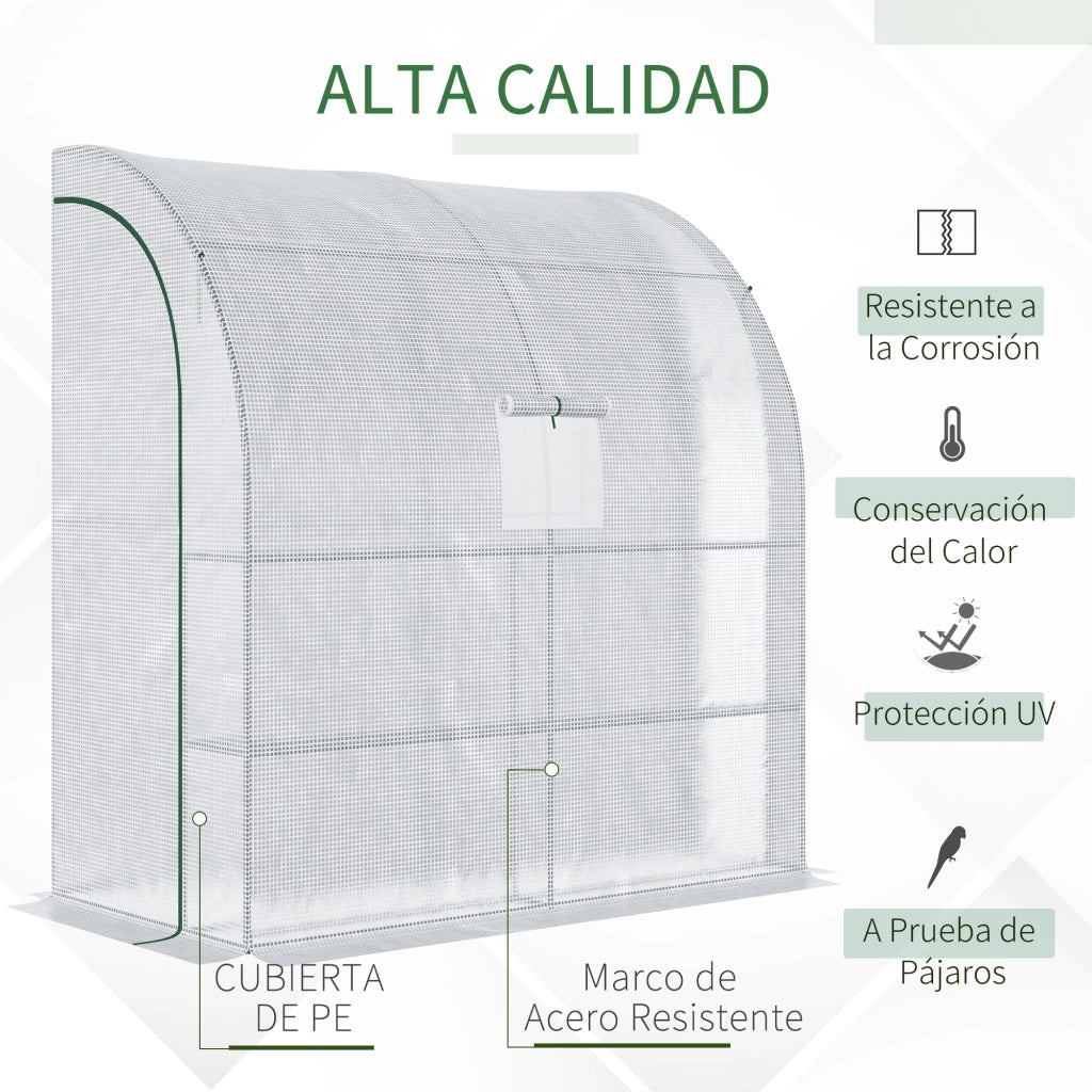Serra da Giardino con Finestre e Scaffali ¨C Minimal ¨C Bianco 200x100x215 cm