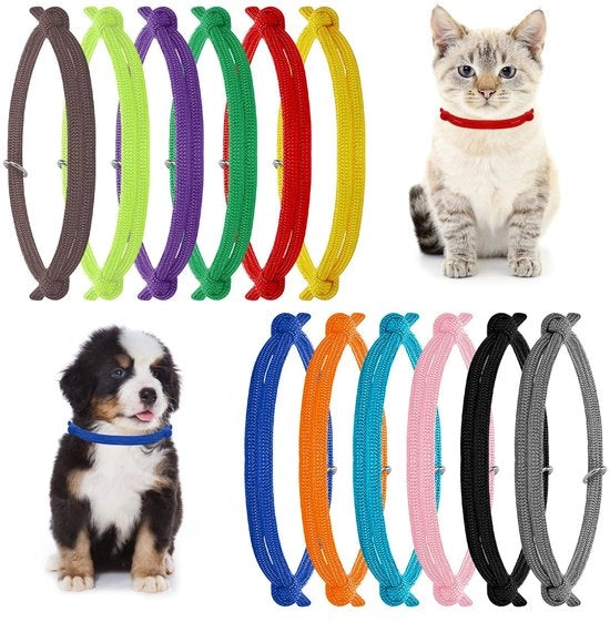 Cinturini per animale domestico 12 pezzi - Cinturini per collo adattabili - Doppio lato morbido - Nylon/Polyester - Per piccoli cani/gatti - 30 cm