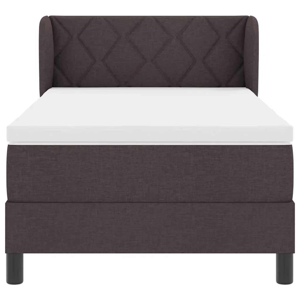 Letto a molle con materasso Marrone Scuro 100 x 200 cm Tessuto 3340076