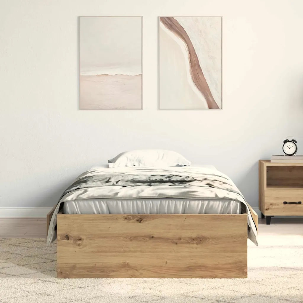 Letto singolo | Letto per adulti | Struttura del letto con cassetto Rovere artigianale 90 x 200 cm