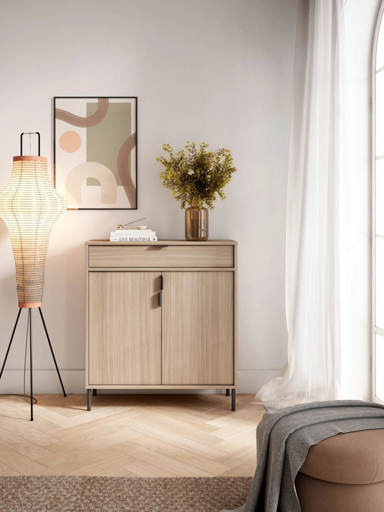 Scarpiere Herdasa effetto noce chiaro gambe grafite 89x80x29
