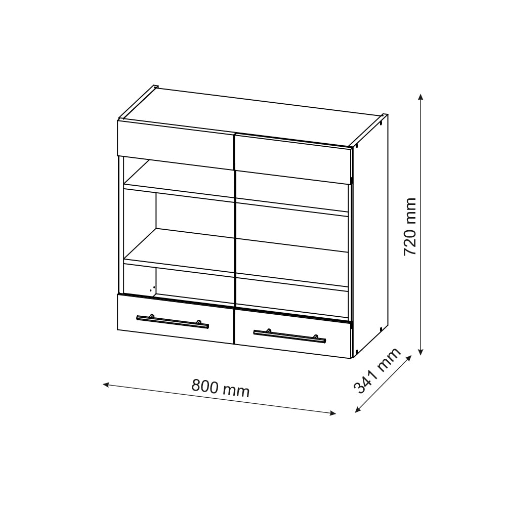 Mobile da cucina in vetro Fame-Line Rovere dorato/Bianco 80 cm Vicco