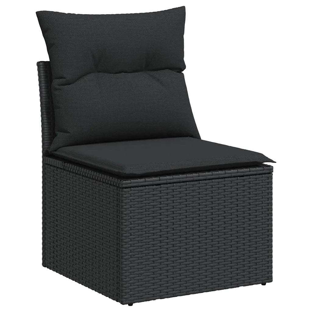 Set Divani da Giardino 4 pz con Cuscini Nero in Polyrattan 3325251
