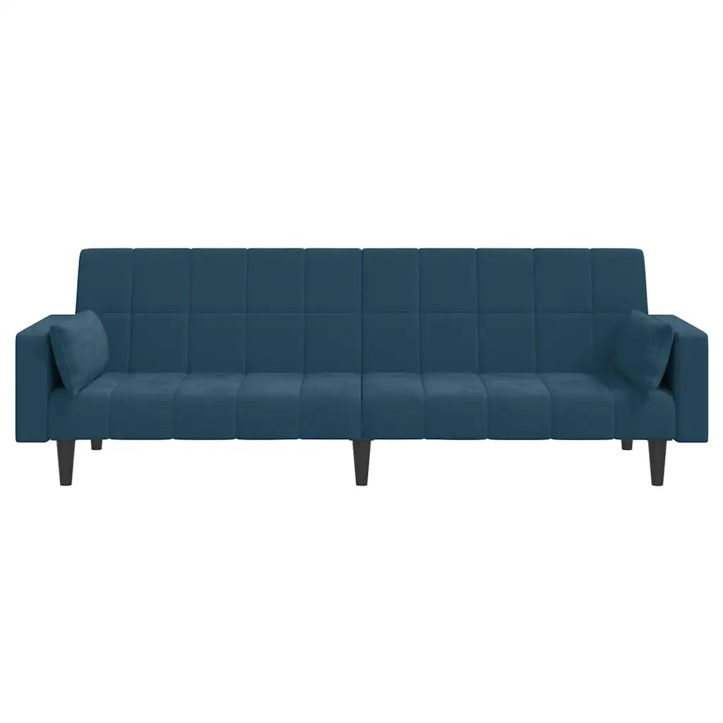 Divano Letto a 2 Posti con 2 Cuscini-Sofa Letto 2 Posti-Daybed Blu in Velluto 827360
