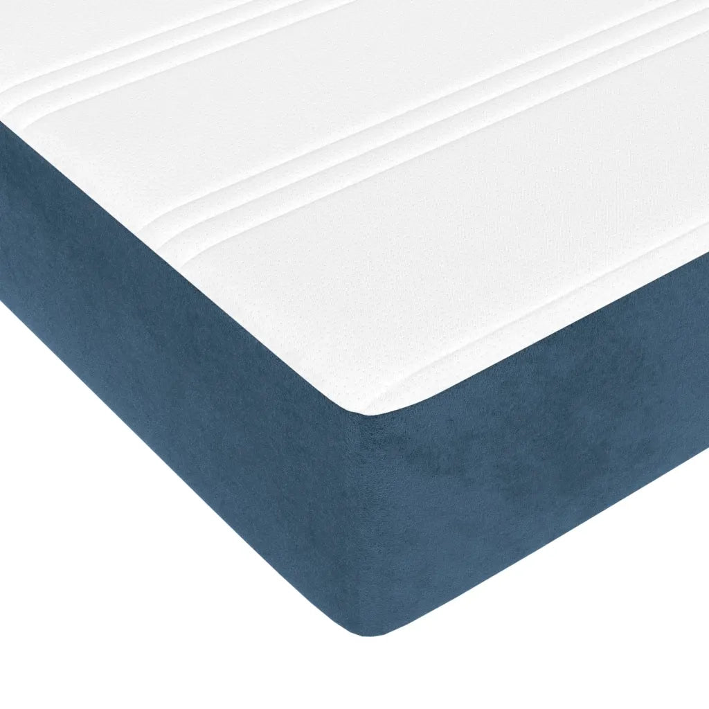 Materasso a Molle Insacchettate Rigidit¨¤ Media Blu Scuro 160x200x20 cm in Velluto