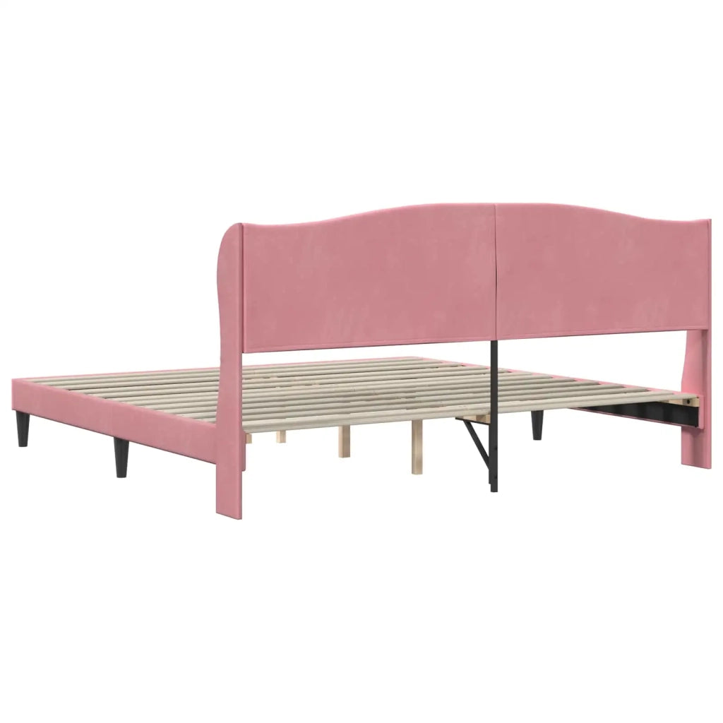 Letto matrimoniale | Letto per adulti | Struttura del letto con testiera Rosa 200 x 200 cm Velluto