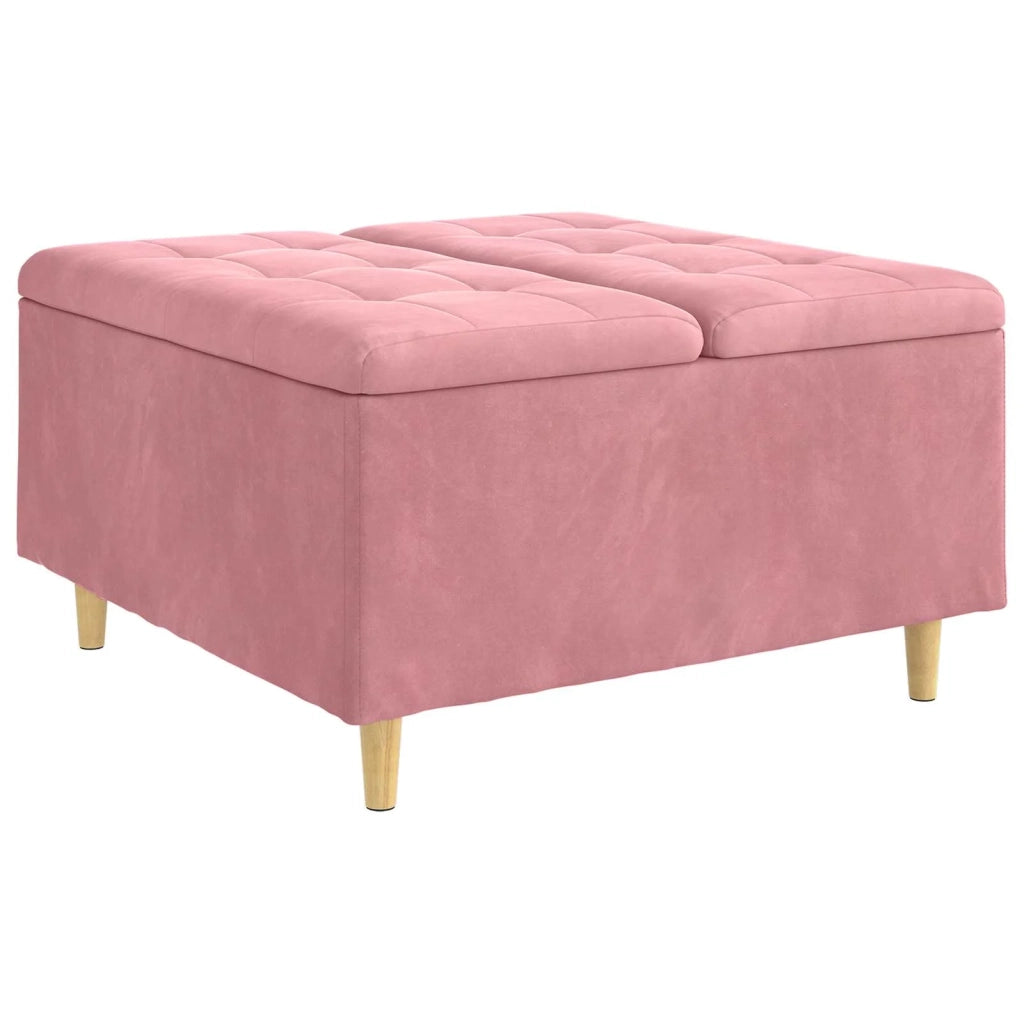 Pouf contenitore con cuscino Rosa 80 x 80 x 45 cm Velluto 876843