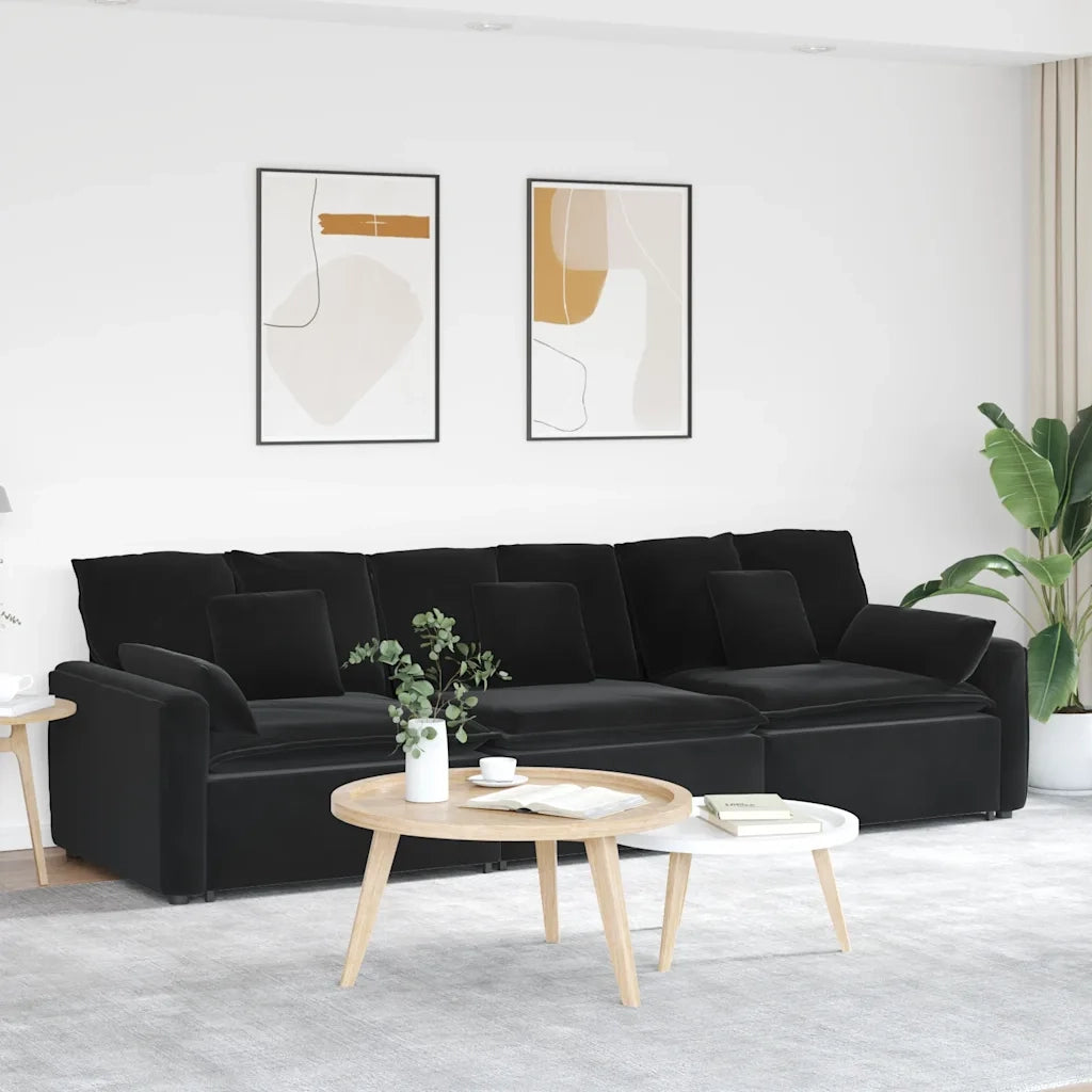 Divano Modulare con Cuscini Nero 3321104