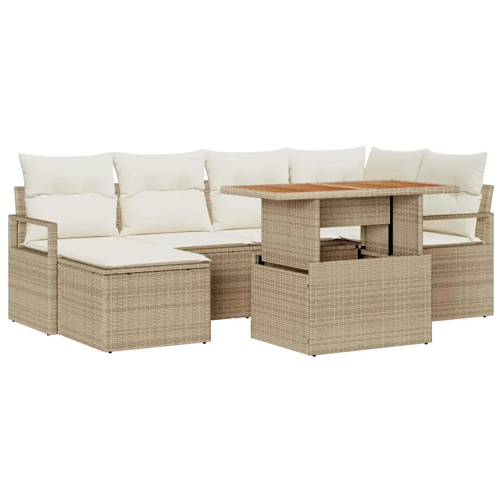 Set Divano da Giardino 7 pcs Beige Poly Rattan 3358472
