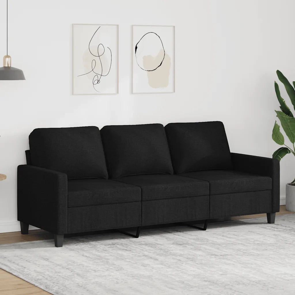 Divano a 3 Posti-Sofa 3 Posti Nero 180 cm in Tessuto 256427
