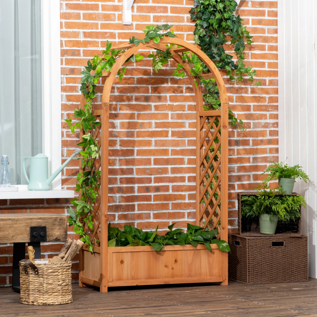 Fioriera con Arco per Rampicanti ¨C Xylo ¨C Legno Abete Marrone 83x36x152cm