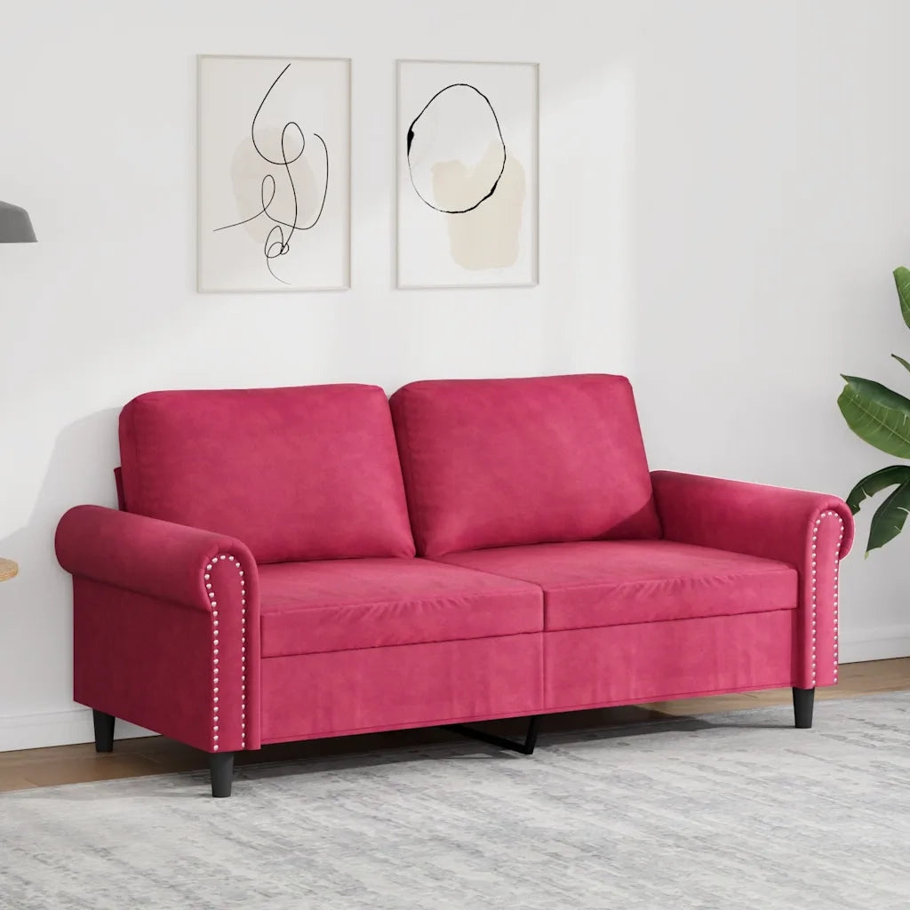 Divano a 2 Posti-Sofa 2 Posti Rosso Vino 140 cm in Velluto 927668
