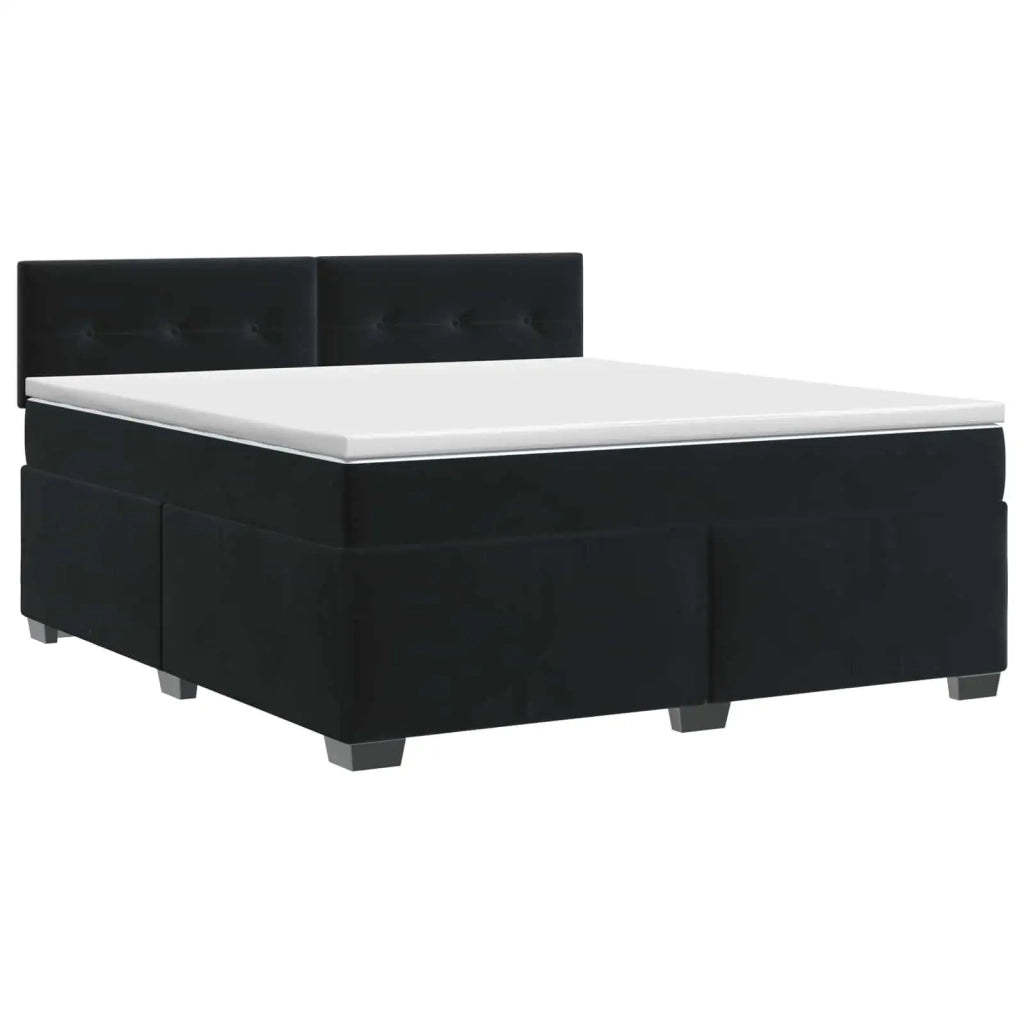 Letto box spring con materasso Nero 140 x 190 cm Velluto 3450712