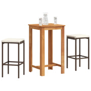 Set Bar da Giardino 3 pz Marrone in Legno Acacia e Polyrattan 3295266