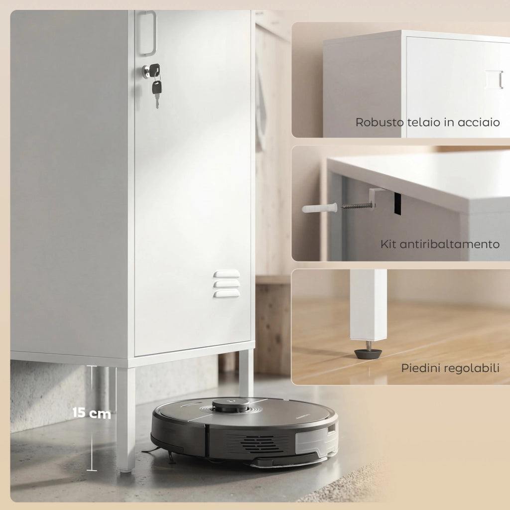 Armadio Metallico con Porta ¨C zephmum ¨C Bianco 40x40x179 cm