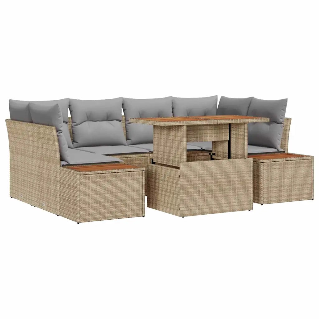 Set Divano da Giardino 7 pcs Beige Poly Rattan 3358774