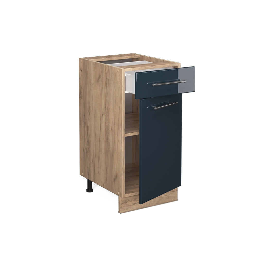 Mobiletto base per cucina Fame-Line Blu scuro lucido/Rovere dorato 40 cm, PL Antracite Vicco
