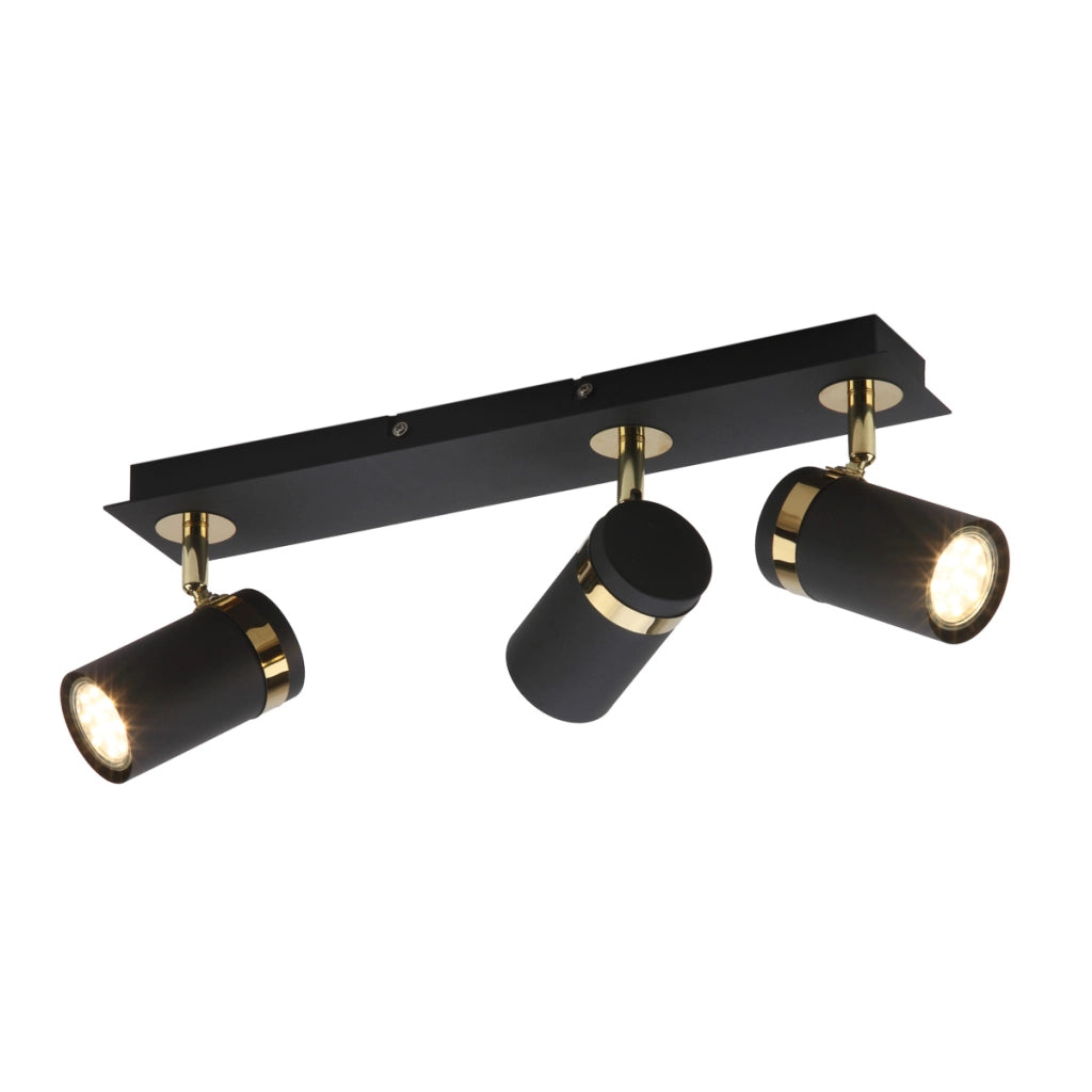 Spot soffitto moderno 3 luci nero oro orientabile GU10