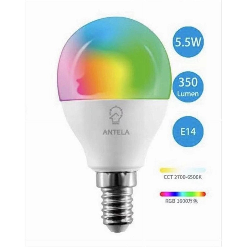 Trade Shop - Lampadina Intelligente Smart G45 E14 5.5w 350lm Wifi Led Rgb Cct Dimmerabile App -
