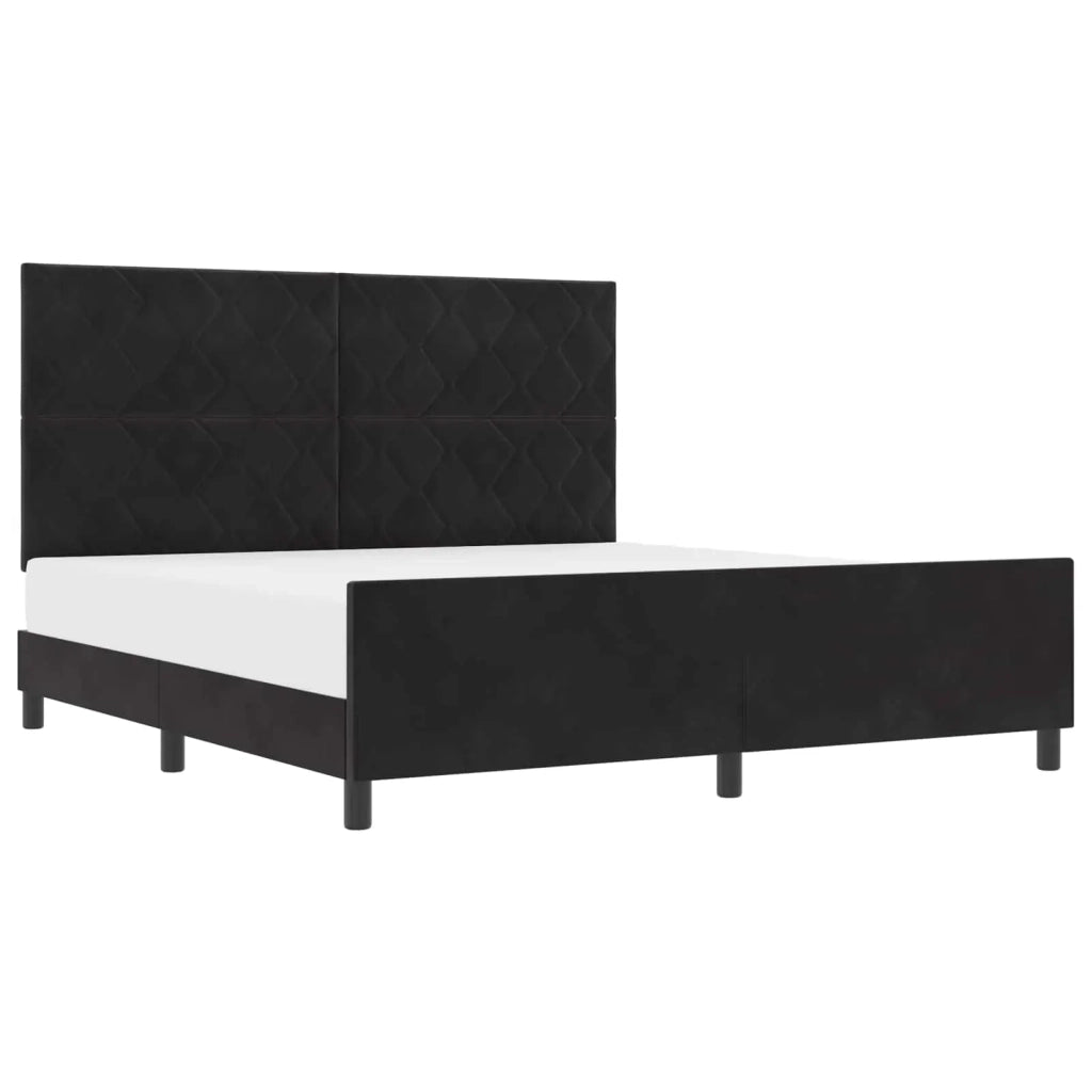 Letto a molle con testiera Nero 180 x 200 cm Velluto
