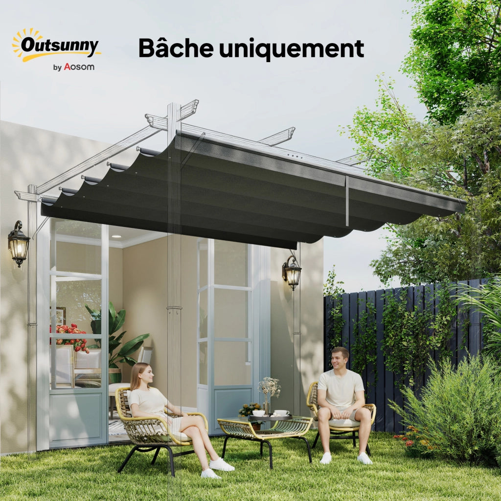 Tenda per Pergola Retrattile ¨C Minimal ¨C 350x260 cm Grigio Scuro